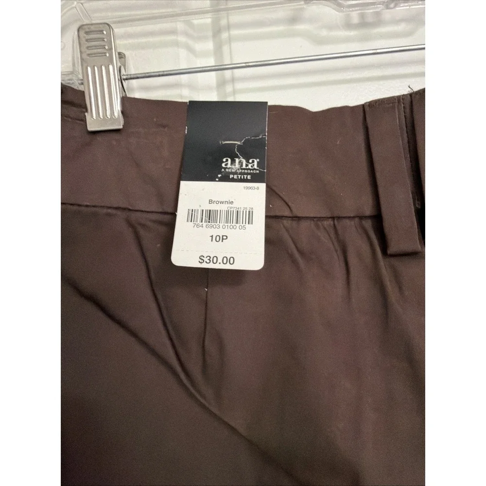 ana A New Approach Brownie Chino Shorts‎ Womens 10P Petite Stretch Buckle NWT